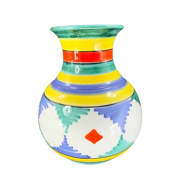 Venetian Art Pottery Vase Vessel Multicolor Glaze Ceramic Hand Made In Italy Vtg - Picture 3 of 15